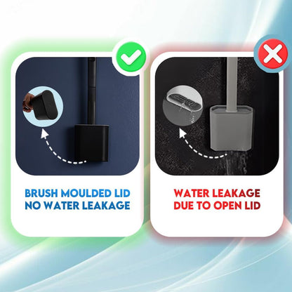 Modern Minimalist Silicone Black Toilet Brush with Holder - Pack of 2 Toilet Bowl Brush Set - Self-Cleaning & Splash-Free, Easy-Rinse Design with Wall Mounted Holder Bathroom Accessory.