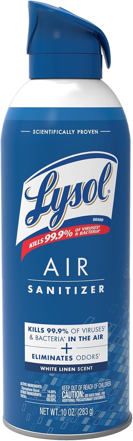 Lysol Air Sanitizer Spray, For Air Sanitization and Odor Elimination, White Linen Scent, 10 Fl. Oz