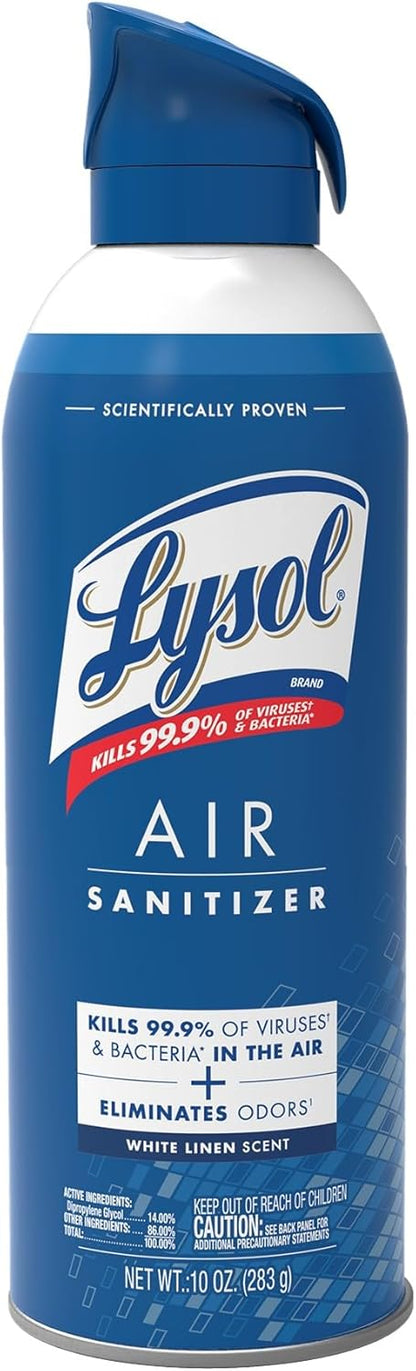 Lysol Air Sanitizer Spray, For Air Sanitization and Odor Elimination, White Linen Scent, 10 Fl. Oz
