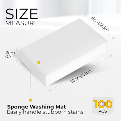 (100 Pack 3.9"x2.3"x0.8") Melamine Sponges Magic Cleaning Sponges in Bulk Eraser Sponges for Kitchen Bathroom Cleaning Supplies for Stains and Dirt