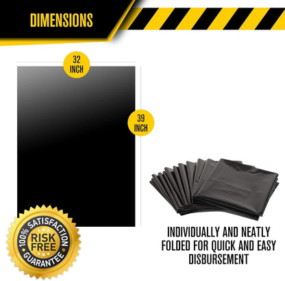 Ultrasac Contractor Trash Bags - (50 Pack/w Ties) - Heavy Duty 3 MIL Thick, 39" x 32", Shorter 33 Gallon Black Version - for Industrial, Commercial, Professional, Construction, Lawn, Leaf, and More