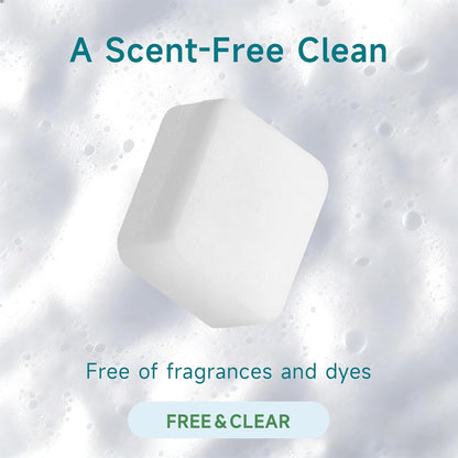 100% Plastic-Free Dishwasher Detergent Tablets, 32 Count, Free & Clear, All-in-One Dishwashing Pods, Enzyme-Powered for Stuck-On Food, Phosphate & Dye Free, Residue-Free Sparkling Shine