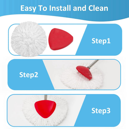 2 Pack Spin Mop Replacements Head Compatible for O ceda EasyWring 1 Tank System, Microfiber Mops Refills Hardwood Floor Cleaning, Base and 30-58in Handle Set Combo