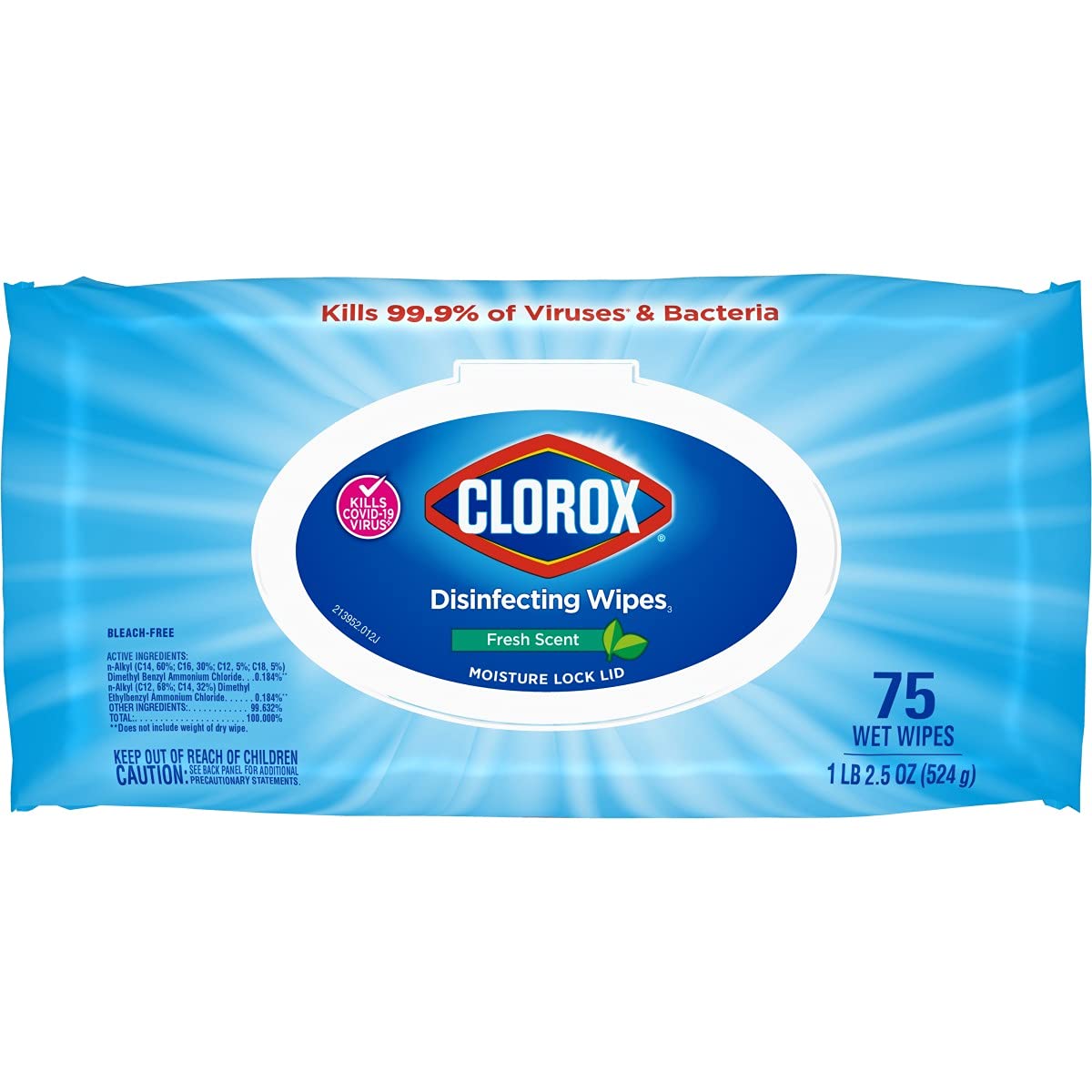 Clorox Disinfecting Wipes, Bleach Free Cleaning Wipes, Fresh Scent, 75 Count (Package May Vary)