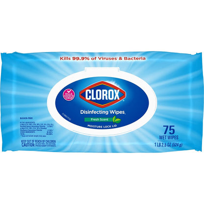 Clorox Disinfecting Wipes, Bleach Free Cleaning Wipes, Fresh Scent, 75 Count (Package May Vary)
