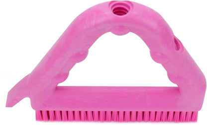 SPARTA Plastic Commercial Grout Brush, Triangle-Shaped Scrub Brush with Scraper and Two Threaded Holes for Attaching Handle (Sold Separately), 9 x 7 x 7 Inches, Gray