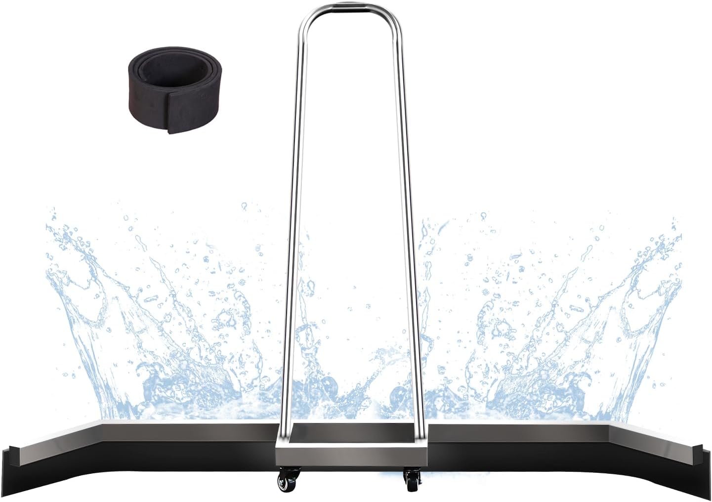4.5FT Sport Tennis Court Squeegee Floor Squeegee Heavy Duty Commercial Squeegee for Floors with 2PCs EVA Foam Blade- Stainless Steel Silver