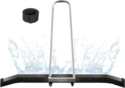 4.5FT Sport Tennis Court Squeegee Floor Squeegee Heavy Duty Commercial Squeegee for Floors with 2PCs EVA Foam Blade- Stainless Steel Silver