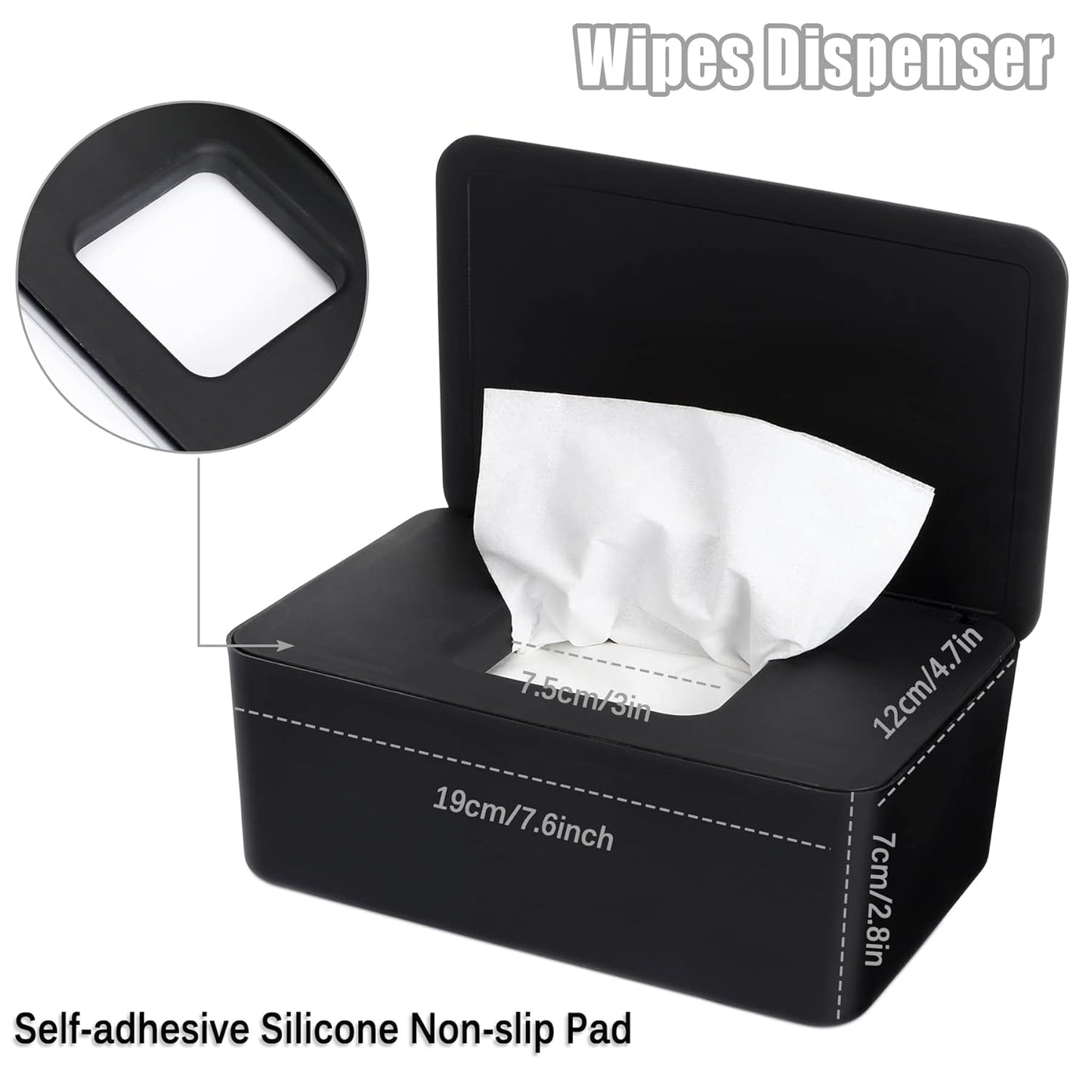 NOVWANG Wipes Dispenser, Large Capacity Baby Wipe Holder(8.3L × 4.9W × 3.9H Inches) Refillable Wipes Container with Sealing Design Baby Wet Wipes Dispenser for Bathroom Home Office Car