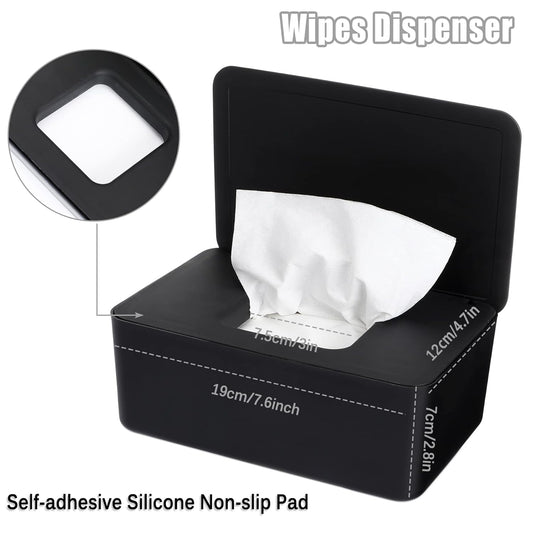 NOVWANG Wipes Dispenser, Large Capacity Baby Wipe Holder(8.3L × 4.9W × 3.9H Inches) Refillable Wipes Container with Sealing Design Baby Wet Wipes Dispenser for Bathroom Home Office Car