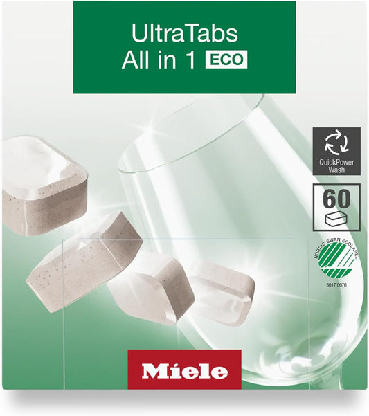 Miele 11295860 UltraTabs HyClean Dishwasher Tablets, Phosphate-Free, Pack of 60 Tablets