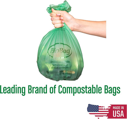 3 Gallon Compostable Food Scrap Bags by BioBag, 100 Count, BPI Certified, Meets ASTM D6400 Standards, Made in USA, Kitchen Trash Bin Liners
