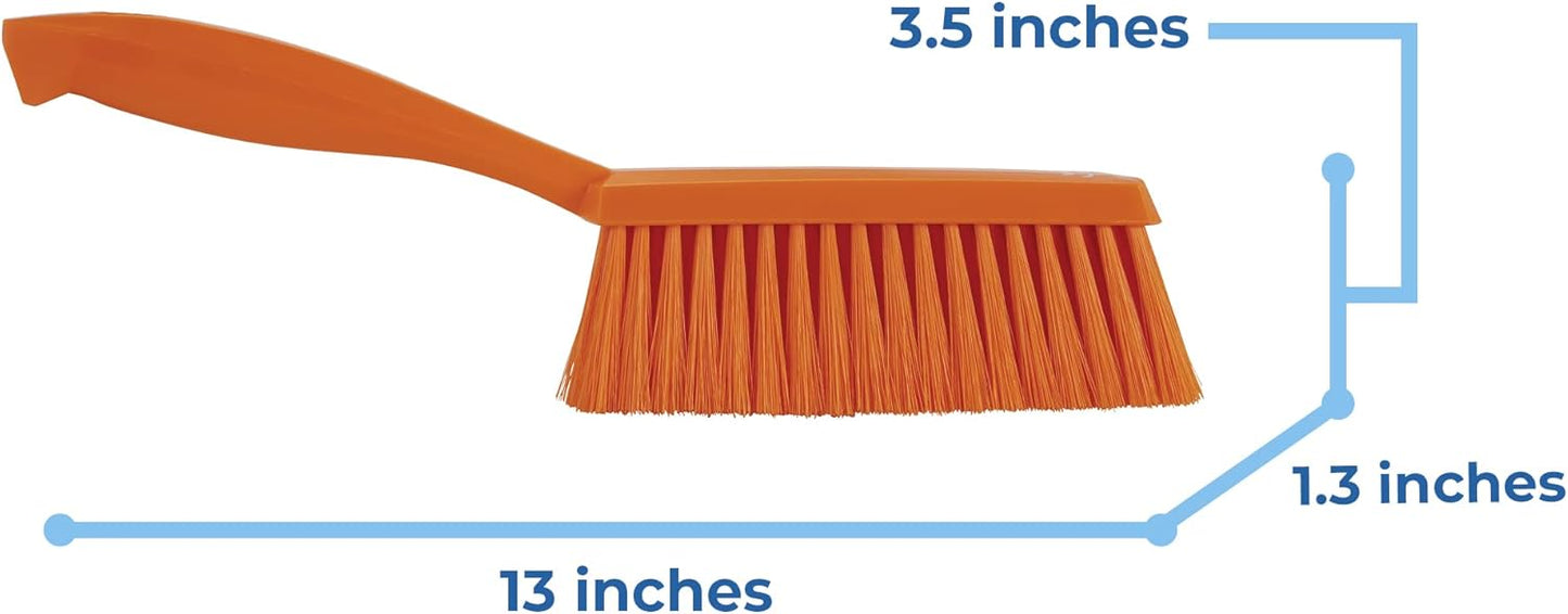 Vikan 45871 Bench Cleaning Brush, Polypropylene/Polyester Soft Bristle Dustpan Brush & Sweeper With Handle, 14-Inch, Pink