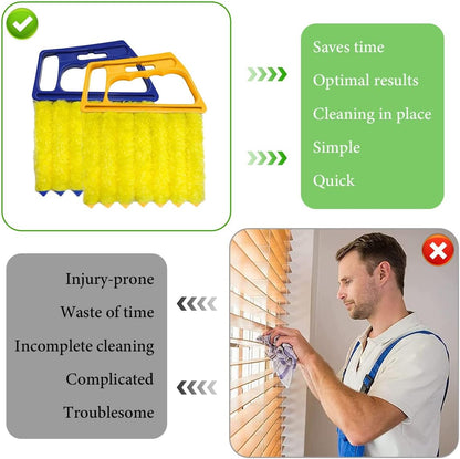 DXNQ 2 PCS Blind Cleaner Duster Tool, Window Venetian Hand-held 7 Finger Dusting Cleaner Brush, Blinds Cleaning Brush Tool for Window Shutters Air Conditioner, Car Accessories (Orange+Yellow)