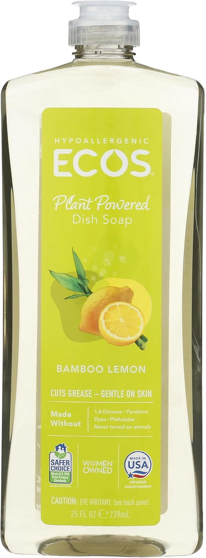 ECOS Dish Soap - Cuts Grease & Food Residue - No Harsh Chemicals - Hypoallergenic for Sensitive Skin - Biodegradable Formula, Recyclable Sustainable Liquid Dishwashing Soap - Natural Pear (Pack of 2)