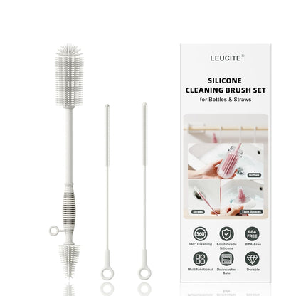 Reusable Silicone Straw Cleaner Brush Set, 2-Pack Extra Long Straw Cleaning Brush for Metal Glass Water Bottle Drinking Straws, Flexible&Bendable Design, Dishwasher Safe, 6mm & 8mm Diameter