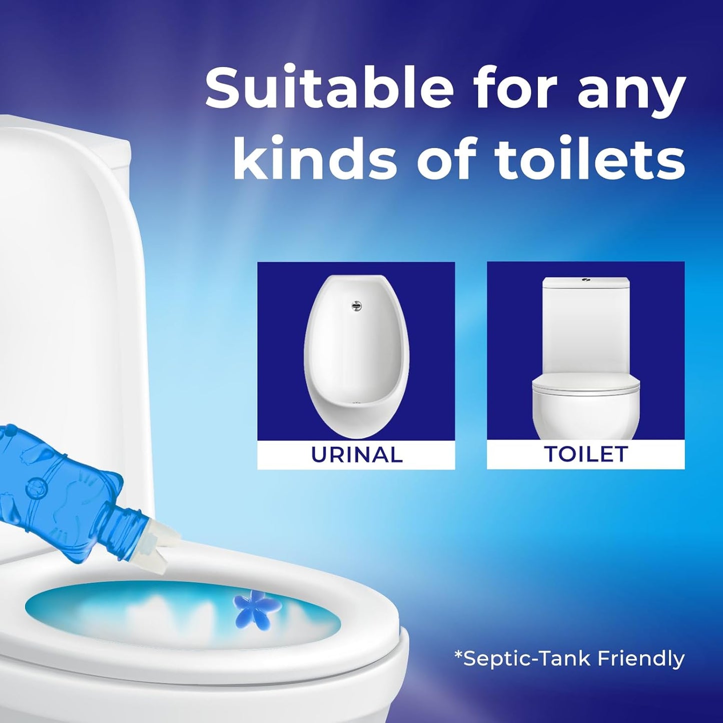 Toilet Gel Stamp - 8 Packs Toilet Bowl Cleaner Gel with Automatic Click, Freshener for Toilet Maintenance, 3.4oz, 6 Month Supply (Lemon)