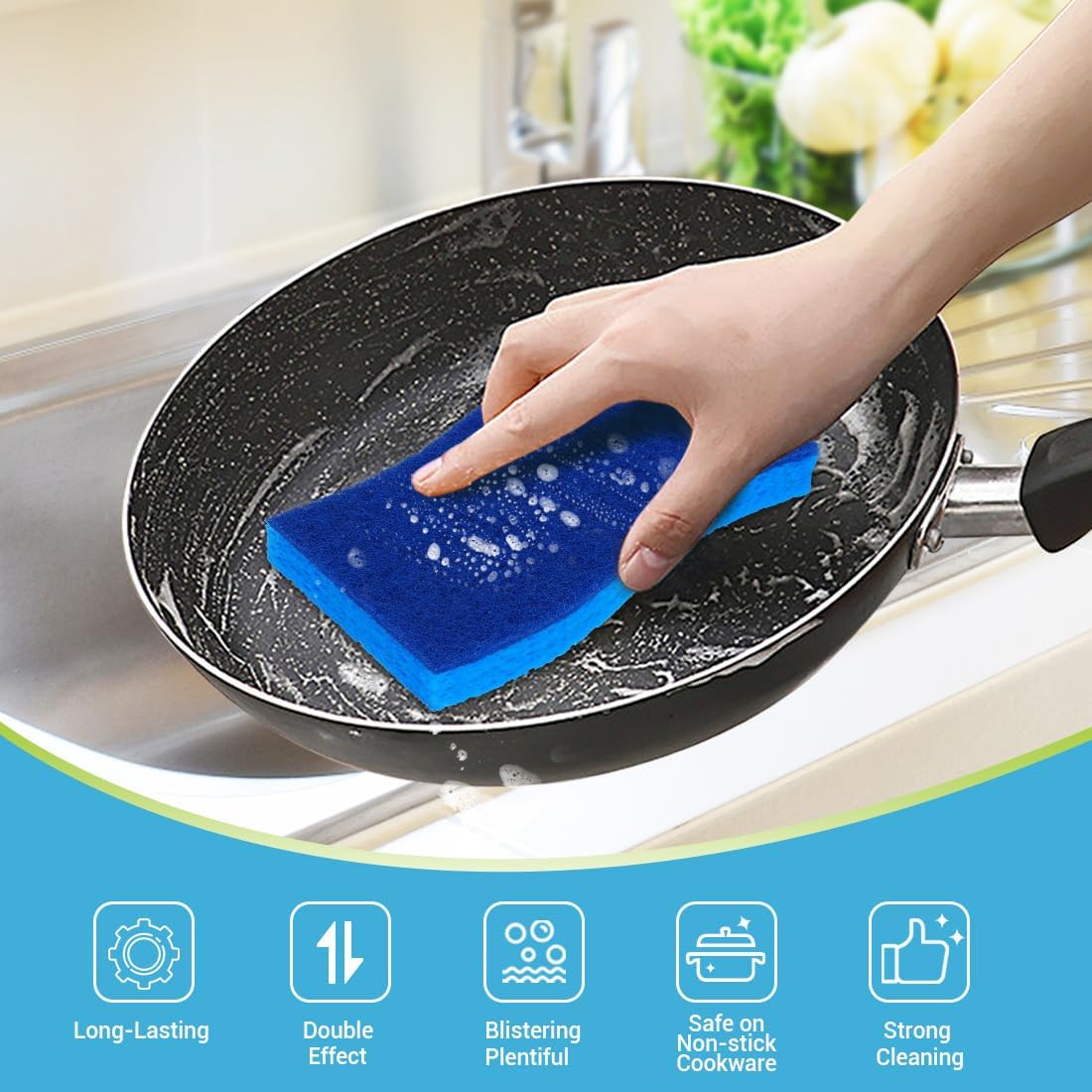 AIDEA XL Sponges Kitchen, 12Count, Non-Scratch Dish Sponges, Large Natural Sponge for Non Stick Cookware, Cellulose Cleaning Sponge for Dishes, Bathroom, Household