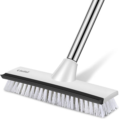 SetSail Floor Scrub Brush with 51-Inch Long Adjustable Handle 2 in 1 Scrape Brush Stiff Bristle Floor Scrubber for Cleaning Shower Bathroom Garage Kitchen Wall Deck Tub Tile