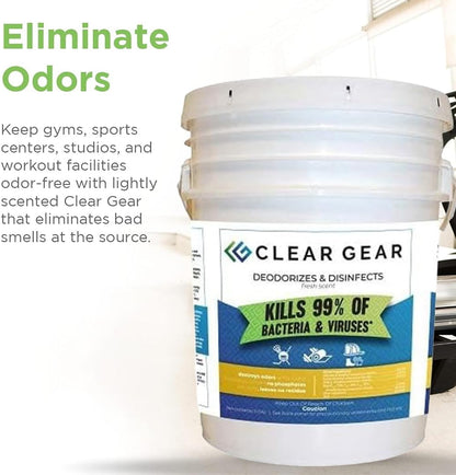 Clear Gear Disinfectant Cleaner, and Deodorizer For Sports Equipment, Gyms, and Fitness Centers - EPA-Registered, Hospital Grade, Made in USA - 1-Pack of 32 Oz Bottle Disinfecting Spray