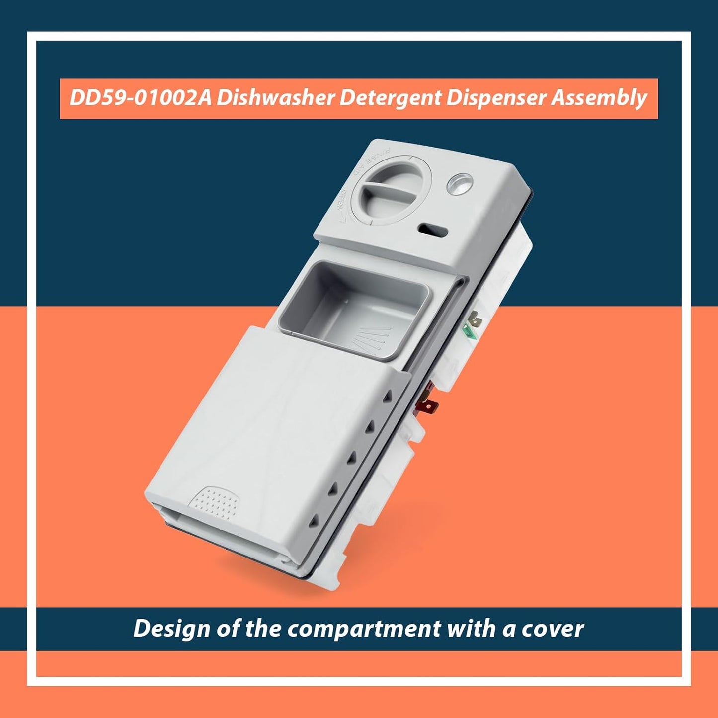DD59-01002A Dishwasher Detergent Rinse Aid Dispenser Assembly with Cover Compatible with Samsung Parts Replace AP5917191 113136 4000942 PS9606363 PD00038960 EAP9606363