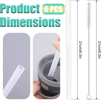 6pcs Replacement Straws for Owala Freesip 24/32oz, Reusable Plastic Straws with Cleaning Brush Tumbler Accessories Parts for Owala Flip 24/32oz Stainless Steel Insulated Water Bottle