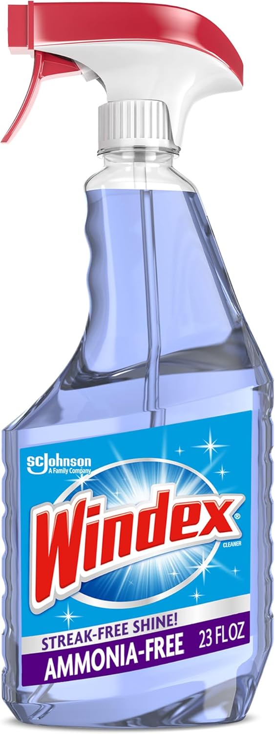 Windex Glass and Window Cleaner Spray Bottle, Ammonia Free, Bottle Made from 100% Recovered Coastal Plastic, Surface Cleaning Spray, Crystal Rain Scent, 23 Fl Oz