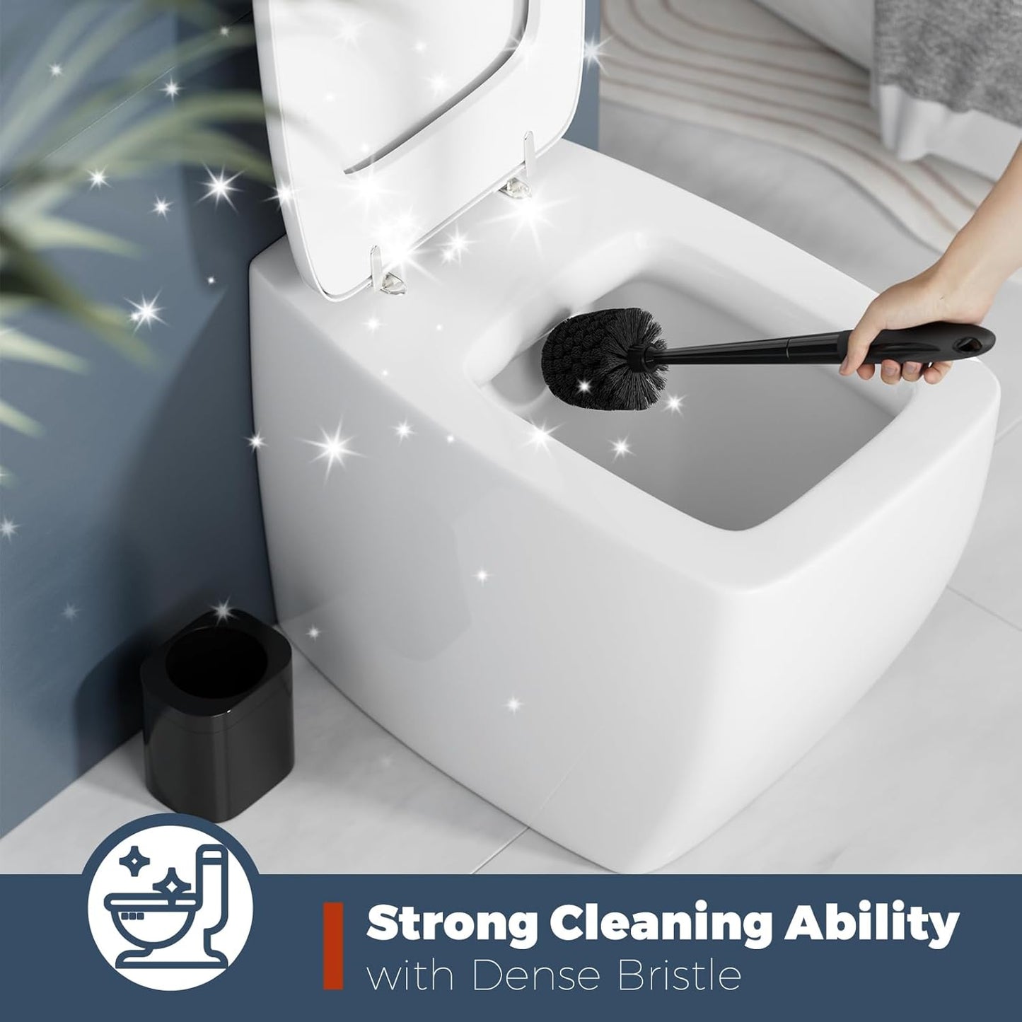 Holaloha Toilet Brush, 2 Pack Toilet Brush and Holder Set Bathroom Accessories, Toilet Bowl Brush and Holder for Bathroom, White