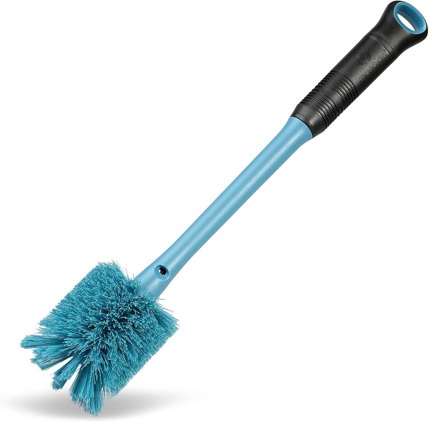 MOSOLAN 2-in-1 Water Bottle Brush and Straw Cleaner Brush, Long Handle Scrub Brush with Replaceable Head for Water Bottles, Glasswares, Mugs, Flasks, Tumblers, Vases, and Kitchen Sink, Smokey Blue