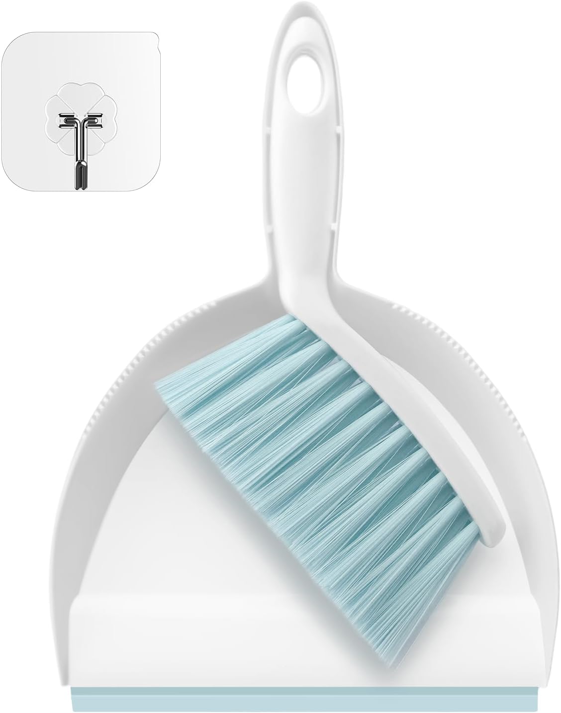 NACENA Mini Broom and Dustpan Set, Small Dust Pan and Brush Set with Handle Dustpan Teeth for Cleaning Hair Suitable for Office Desks Drawers Sofas Outdoor Camping, Light & Purple