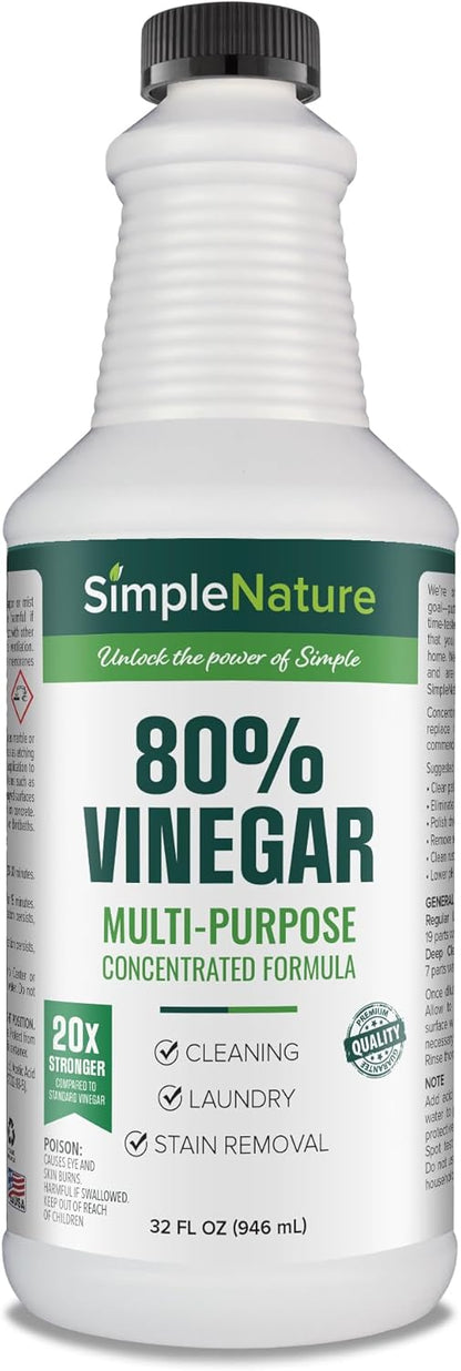 SimpleNature 45% Vinegar (1 Gallon) - Highly Concentrated Vinegar for Heavy-Duty Cleaning Power for Home & Patio, Limescale Removal & DIY Formulas - Dilutes Easily - Free of Dyes or Fragrance