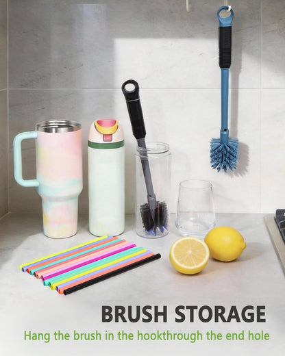 NTIERA 2-in-1 Bottle Brush Cleaner Kit Set,Long Water Bottle Cleaning Brushes,Hidden Straw Brush in Handle,BPA-Free Dishwasher-Safe,for Stanley & Owala Water Bottle,Baby Bottles Cup