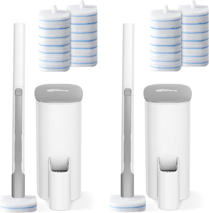oshang Disposable Toilet Brush - Toilet Bowl Cleaner, Toilet Cleaning Supplies, Toilet Brush with Holder, 14 Refills for Deep Cleaning and Hygienic Bathroom Maintenance