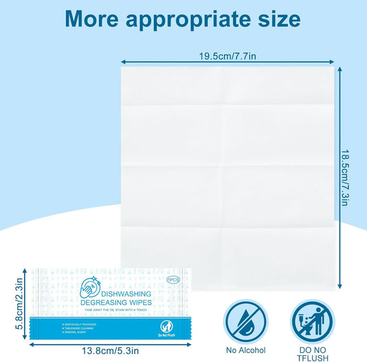 Dish Wipes for Camping Individually Wrapped Dish Cleaning Wipes Travel Unscent 7.7”x 7.3” Disposable for Kitchen Outdoor Traveling RV Quick Clean (Pack of 50)