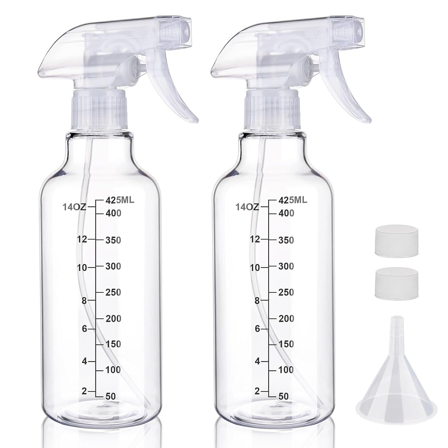 Plastic Spray Bottles Empty Spray Bottle 16.9oz/500ml 2 Pack Heavy Duty Spraying Bottles Mist/Stream Water Bottle for Cleaning Solutions, Essential Oils, Hair (Clear)