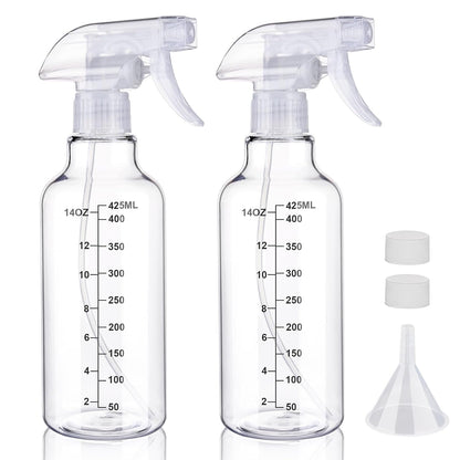 Plastic Spray Bottles Empty Spray Bottle 16.9oz/500ml 2 Pack Heavy Duty Spraying Bottles Mist/Stream Water Bottle for Cleaning Solutions, Essential Oils, Hair (Clear)