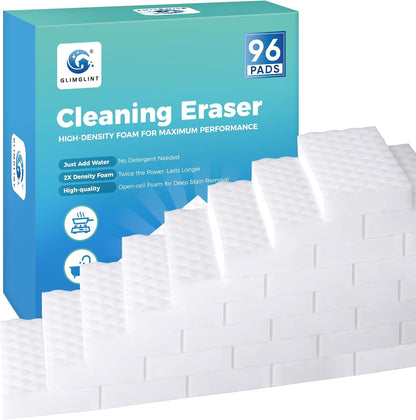 GLIMGLINT 96PK Magic Sponge Erasers, 2X Density Melamine Sponge Foam Pads, Household Cleaning Supplies Cleaner for Kitchen, Bathroom, Bathtub, Sink, Wall Cleaner, Furniture, Boat