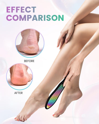 BEZOX Foot File Callus Remover, Double Sided Foot Scrubber for Dead Skin, Stainless Steel Pedicure File for Cracked Heel W/Cloth Storage Bag & Gift Box