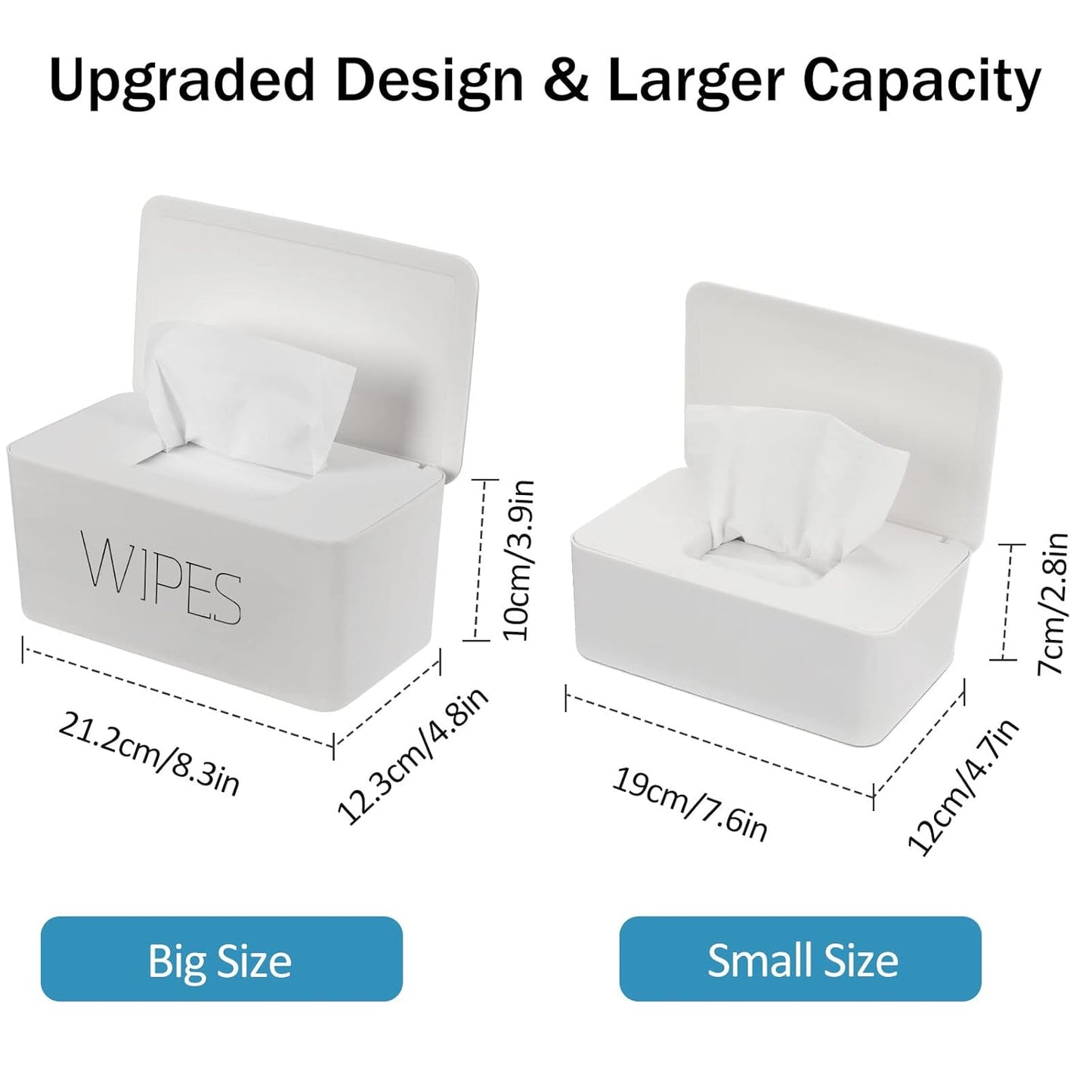 NOVWANG Wipes Dispenser, Large Capacity Baby Wipe Holder(8.3L × 4.9W × 3.9H Inches) Refillable Wipes Container with Sealing Design Baby Wet Wipes Dispenser for Bathroom Home Office Car