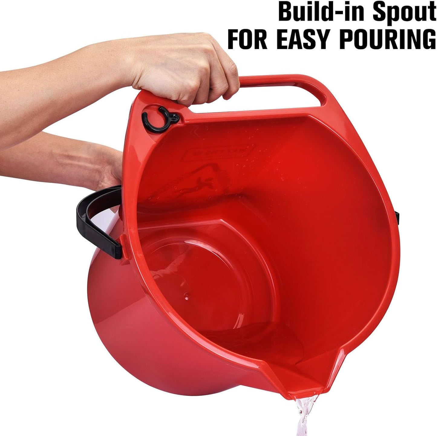 Matthew Cleaning 4.2 Gallon Mop Bucket, Heavy Duty Plastic Cleaning Bucket with Built-in Pour Spout, Mop Holder and Comfort Grip Handle, House and Commercial Cleaning Supplies, 1 Pack Black
