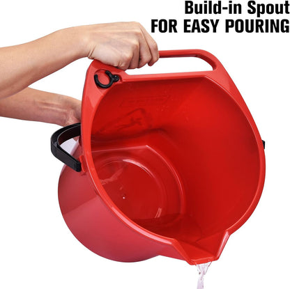 Matthew Cleaning 4.2 Gallon Mop Bucket, Heavy Duty Plastic Cleaning Bucket with Built-in Pour Spout, Mop Holder and Comfort Grip Handle, House and Commercial Cleaning Supplies, 1 Pack Black