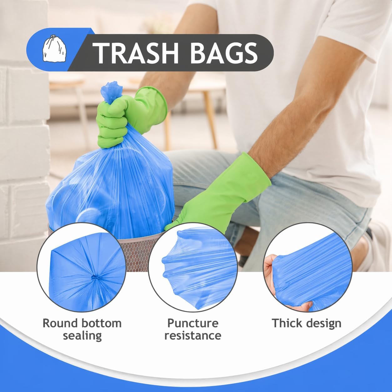 Teivio Small Trash Bags 4 Gallon 120 Counts Garbage Bags, Bathroom Trash Can Bin Liners, Small Plastic Bags for home office kitchen, fit 12-15 Liter, 3,3.5,4.5 Gal, Clear
