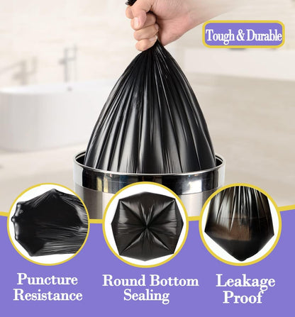 Hommaly 2 Gallon (1.8-2 Gal)120 pcs Small Clear Trash Bags, Strong 1.8 Gallon Garbage Bags, Bathroom Trash Can Bin Liners Unscented, Mini Plastic Bags for Office, Waste Basket Liner,Fit 6,7,8 Liters