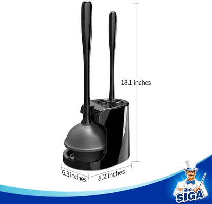 MR.SIGA Toilet Plunger and Bowl Brush Combo for Bathroom Cleaning, Gray, 2 Sets