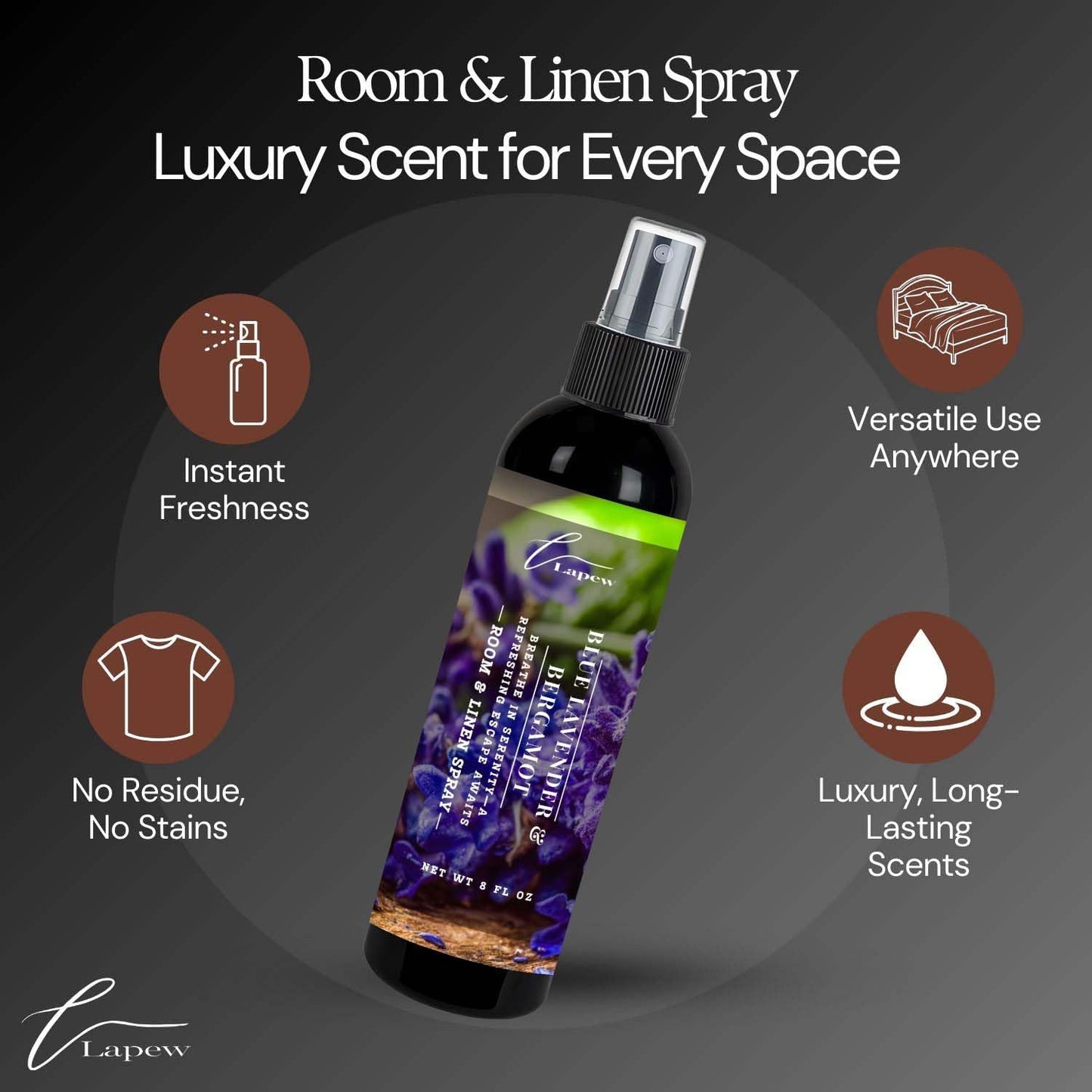 Lapew Room & Linen Spray | Fragrance Mist for Home, Car & Office | Fabric & Air Freshener | Neutralizing Mist | Made in USA | Cozy Cinnamon & Apple - Colors A