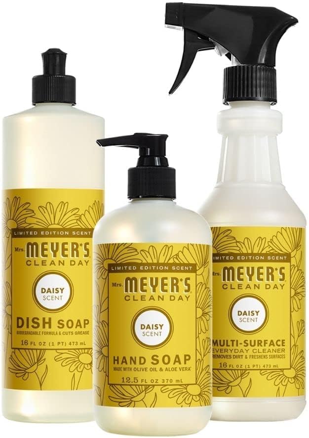 Mrs. MEYER'S Kitchen Set, Dish Soap, Hand Soap, and Multi-Surface Cleaner, 3 CT (Peony)