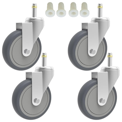 RILIDRI 3-Inch Swivel Stem Caster for Rubbermaid Mop Bucket Utility Cart, 7/16-Inch Stem Diameter Rubber Wheel Set of 4, Heavy Duty TPR Weber Grills Shop Vac Replacement Wheels