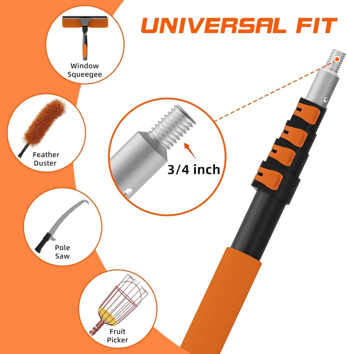 26 FT Cobweb Duster with Extension Pole, Cobweb Duster with 5-20FT Telescoping Extension Pole, Cleans Spider Webs, Washable & Reusable for High Ceilings, Fans & Outdoor & Indoor Cleaning