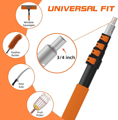 26 FT Cobweb Duster with Extension Pole, Cobweb Duster with 5-20FT Telescoping Extension Pole, Cleans Spider Webs, Washable & Reusable for High Ceilings, Fans & Outdoor & Indoor Cleaning