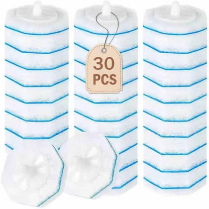 30 Count Toilet Wand Refills, Disposable Toilet Brush Refill Heads with 3-Layer Scrubbing Pads, Compatible with Most Toilet Bowl Cleaner Handles, Quick Bathroom Cleaning (Blue, 30pcs) (Blue(30pcs))